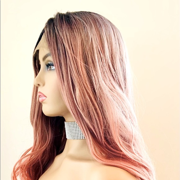 Very Pretty 24” Ombre Pink Coral Mix Lace Front Premium Wig - Picture 9 of 12